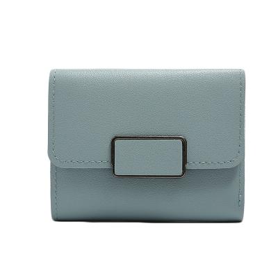 China Mini Pu Leather Magnetic Buckle Simple And Soft Cute Wallet Purse Coin Female Wallet Of The Shorts Three Times Anti-theft Women's Fashion News for sale