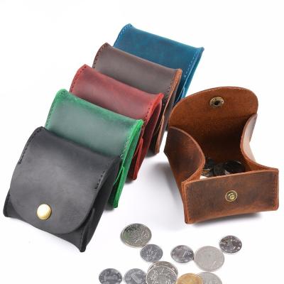 China Luxury Genuine Leather Coin Purse Creative Retro Small Vintage Coin Wallet Men Women Men Short Square for sale