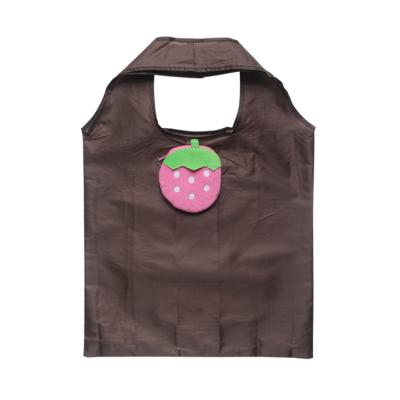 China Printable Logo Cartoon Strawberry Folding Shopping Plush Gift Bag for sale