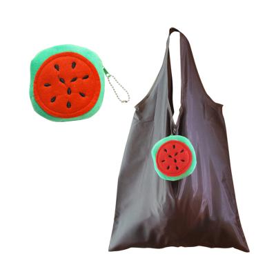 China Manufacturers Logo Cartoon Plush Watermelon Reusable Custom Printable Folding Folding Portable Shopping Bag for sale