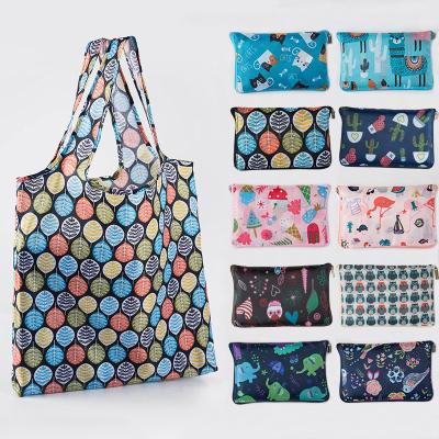 China Eco-Friendly Korean Style Eco-Friendly Floral Fabric Foldable Shopping Bag Oxford Cloth Waterproof Shoulder Bag for sale