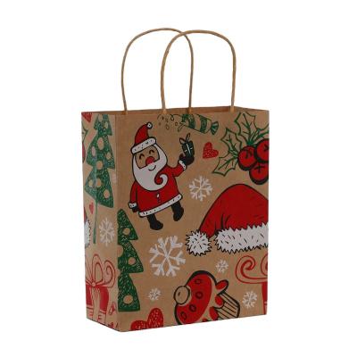 China Custom Wholesale Recycled Materials Kraft Paper Bag Christmas Hand Gift Bag Recyclable Clothing Shopping Packaging Bag for sale