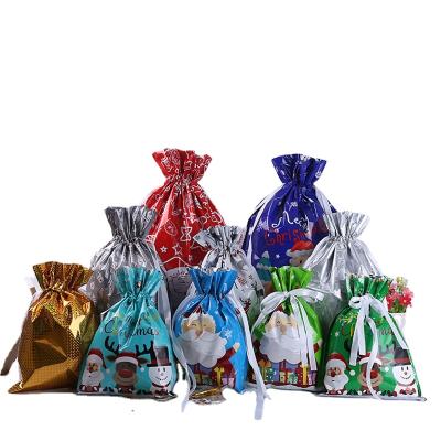 China New Style Eco-friendly Christmas Party Decoration Gift Packaging Bag Drawstring Candy Bag for sale