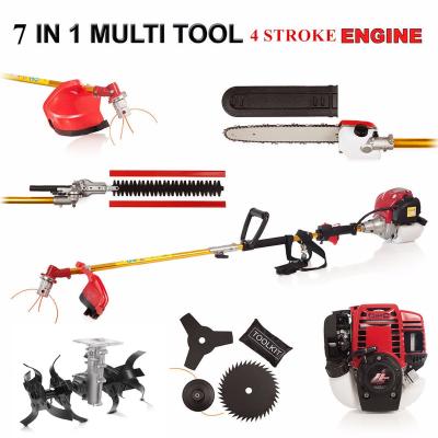 China 4-Stroke 7 in 1 Multi Tool Brush Cutter 4 Stroke GX35 Engine Gasoline Strimmer Grass Cutter Tree Pruner Hedge Trimmer with Garden Tiller for sale