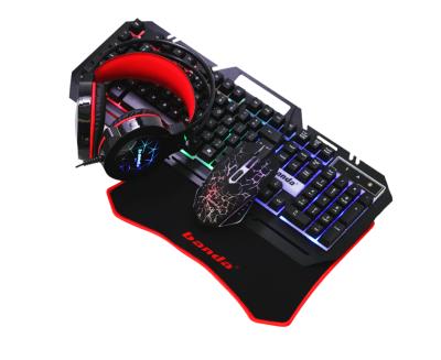 China Waterproof 4 in 1 gaming RGB keyboard & mouse & earphone & mousepad combo in 1 box combos for sale