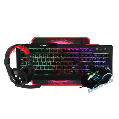 China Waterproof OEM 4 in 1 Game Set Other Gaming Accessories RGB Mechanical Keyboard Mouse Headset Backlit Mouse Pad for Gamer for sale