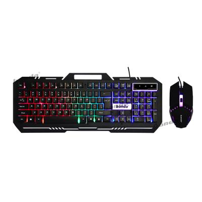 China 2021 waterproof hot sale banda logos or OEM orders wired RGB metal gaming keyboard and mouse combo for sale