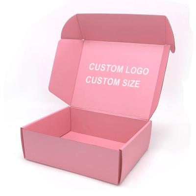 China Smooth Edges Accessories Packaging Square Exquisite Logo Customized Pink Packing Box For Clothes for sale