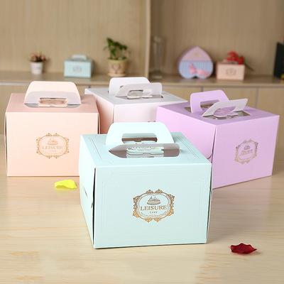 China Portable Wholesale 8 Inch Disposable Birthday Cake Box 700g White Cardboard Baking Packaging Box for sale