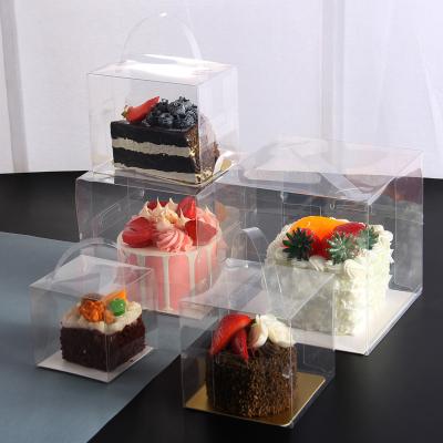 China Four-inch Disposable Small Cake Box Portable Transparent Disposable Cake Box Making Small Transparent Plastic Pastry Desert Baking Box for sale