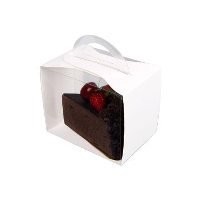 China Disposable Portable Transparent Melaleuca Cut Pieces Cake Box Mousse Pastry Box Triangle Desert Box Custom LOGO for sale