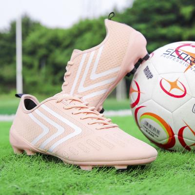 China Wholesale Youth Leisure Sports Flight Woven Mesh Rubber Nails Flat Bottom Grass Sports Training Breathable Shoes Non Slip Soccer Shoes for sale