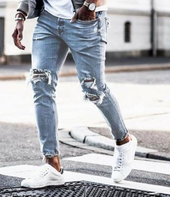 China Distressed Distressed Casual Jeans Fashion High Waist Men Jeans Breathable Skinny Custom High Waist Jeans for sale