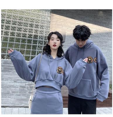 China Anti-Wrinkle Couples Sports Suit Hooded Design Pullover Two Piece Hoodies For Men Women Unisex Tracksuits for sale