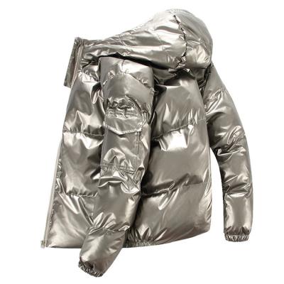 China Anti-wrinkle Winter Short Cropped Silver Stripper Stitched Down Jacket Mens Custom for sale