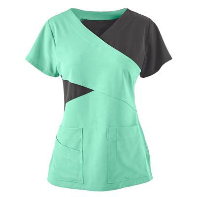 China Wrinkle Resistant Wholesale Slim Fit Polyester Medical Nurse Uniforms Contrast Colors Scrubs Nurse Tunics for sale