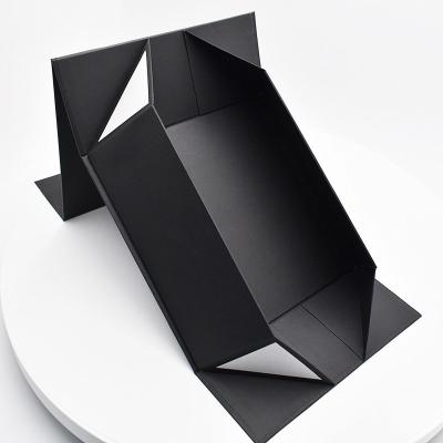 China Recycled Materials Like Luxury Black Cardboard Custom Magnetic Packaging Storage Lid Flap Paper Gift Box for sale