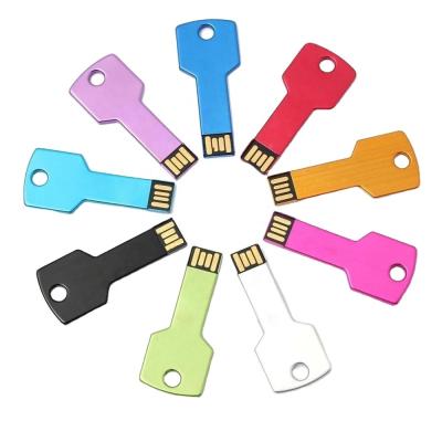 China OEM Wooden Colorful Key Shape USB Drive Metal Memory Flash Stick 2GB 4GB 8GB 16GB 32GB 64GB for sale