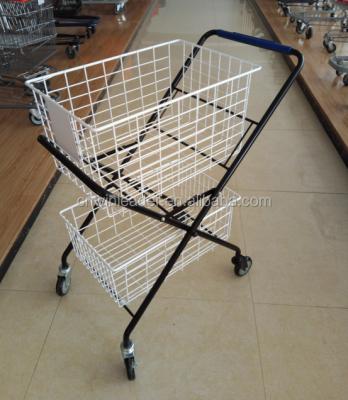 China DURABLE Foldable Two Basket Tennis Caddy Golf Cart for sale