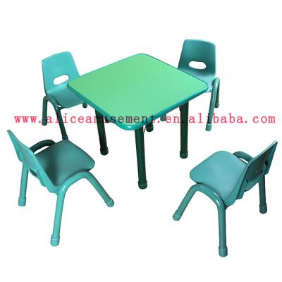 China Contemporary Simple Design Children's School Furniture Alice Kindergarten Fireproof Board Table Square Children's Study Table With Lifting for sale