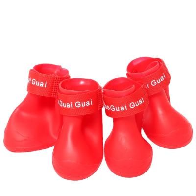 China New Silicone Durable Waterproof Dog Boots Non Slip Elastic Dog Rain Shoes for sale