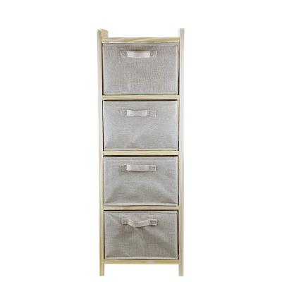 China Sustainable Home Use Steel Frame Top Cloth Drawer Wood Cabinets 4 Layers Clothes Closet Storage Organizer for sale