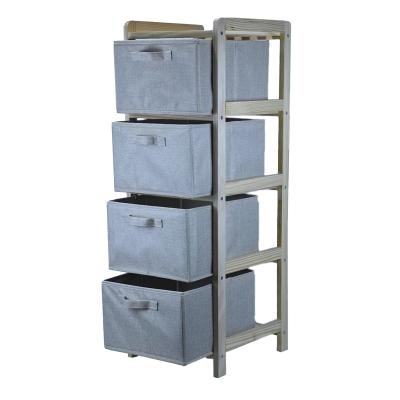 China Sustainable Easy Pull Fabric Bins Furniture Storage Tower Unit With 4 Drawers For Bedroom for sale