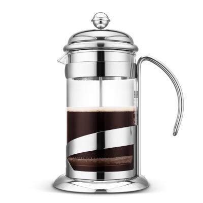 China LFGB Stainless Steel Borosilicate Coffee Press Maker Viable Heat Resistant Glass French Plunger for sale