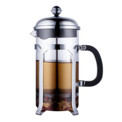 China Private Label 1000ml Stainless Steel Filtration 4 System Gold Glass Base Viable Large French Press Coffee Maker for sale