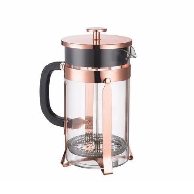 China 350ml Coffee Viable Eco Friendly Glass Plunger Rose Gold Electroplating Color Borosilicate French Press for sale