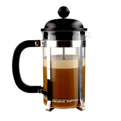 China Viable Unique Custom Portable Percolator Coffee Press Cafetiere Glass French Coffee Maker Rose Gold Stainless Steel Frame for sale