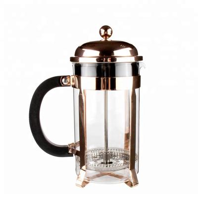 China Amazon Viable Wholesale Success Custom Logo Household Multi Color Plating Stainless Steel French Press Rose Gold Coffee Maker for sale