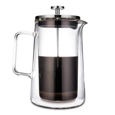 China Amazon Eco-friendly Double Wall Borosilicate Filter Mesh For Coffee Plunger French Press Viable Hot Selling Glass Metal Coffee Maker for sale