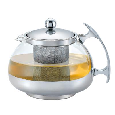 China Hot Sale Viable Infuser Tea Maker Teapot Ultra Clear Filtering Gift Set Blown Glass Heat Resistant Infuser Eco-Friendly Teapot for sale