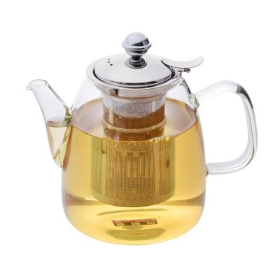 China Viable High Quality With Laser Logo Chinese Blooming Flower High Borosilicate Direct Fired Tea Maker Coffee Pot Glass Teapot for sale