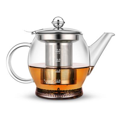 China Grace Teaware Drinkware Type Tea Maker Viable Gift Set Clear Glass Teapot With Infuser Fire Straight One Cup Teapot for sale