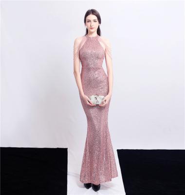 China 18098# Backless wedding Vestido anti-static luxury deep V neckline elegantet maxi shinny long sequin fishtail dress long evening dress for sale