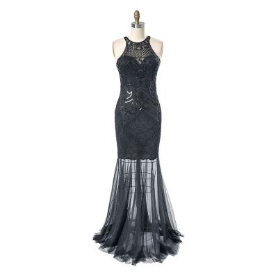 China 2022 Fashion Anti-Static Shiny Sequin Dress Evening Women Sexy Prom Dress Black for sale