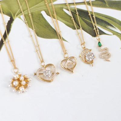 China Fashion Jewelry Dolphin Necklace Zircon Heart And Snake Necklace TRENDY Gold Plated for sale