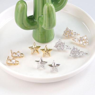 China Romantic Delicate Vintage Star Earrings Vintage Delicate Zircon 18K Gold Plated Stud Earrings for sale