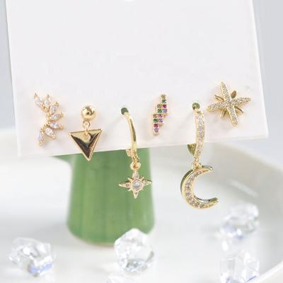 China Wholesale Romantic Fashion Stud Earrings Jewelry Set Gold Filled Moom Light Stud Earrings Set for sale