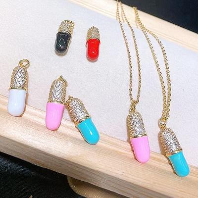 China Romantic Pill Pendant Enamel Colorful Pendant Necklace For Girls for sale