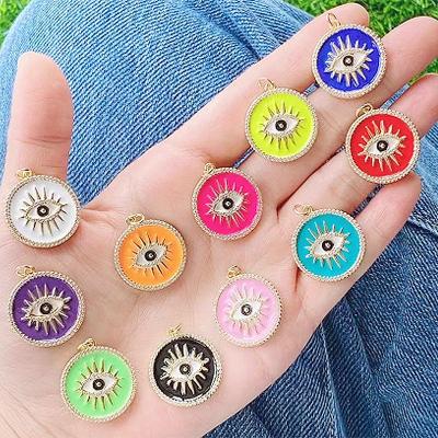 China Romantic Colorful Enamel Pendant Evil Eyes Eyes Necklace For Girl for sale