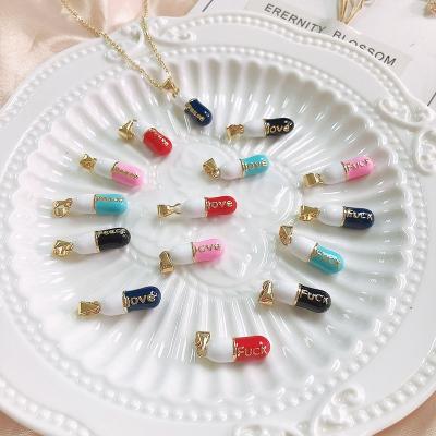 China 2021 TRENDY newest and fashion colorful pill pendant necklace for girls for sale