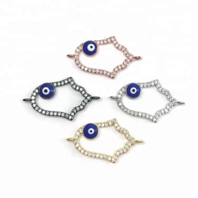 China Wholesale Brass + Zircon Jewelry Findings Connector Hamsa Bracelet Accessory for sale