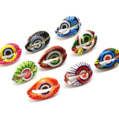 China Wholesale Multicolor Natural Freshwater Enamel Brass+Zircon Evil Eyes Shell Charms Dijes for sale