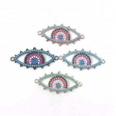 China Handmade Brass + Zircon Fahion Jewelry Charm Connector Micro Pave Zircon Eye Bracelet For Girl for sale