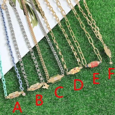 China Hiphop Gold Cuban Chains Colorful DIY Cuban Charms Necklace For Women Engagement Gift Handmade Jewelry for sale