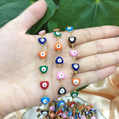 China Party\gift\women 2021 hot sale triangle bead evil eyes gold plated colorful chains for sale