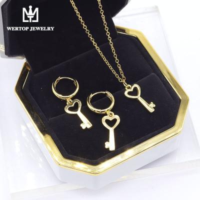 China Women Factory Price Key Charm 18k Necklace And Earring Party\Gift\Gold Plated Jewelry Set for sale